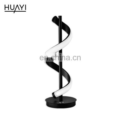 HUAYI Simple Style Home Bedroom Matte Black Aluminum LED Nordic Table Lamp