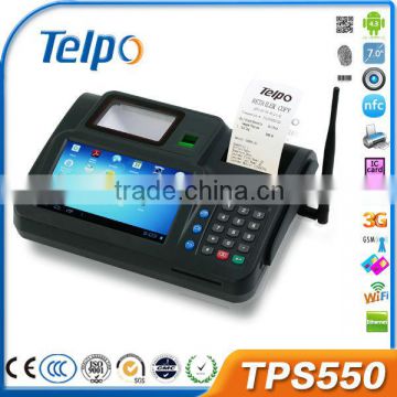 TPS550 with camera, 1D/2D Barcode Scanner, Finger Print Scanner nfc touch screen cheap android pos with printer