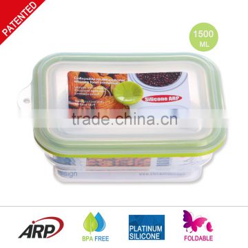 1500ml 100%Silicone food container, Vacuum box, Foldable, Non-stick, BPA FREE, Double colors, FDA, LFGB, DGCCRF