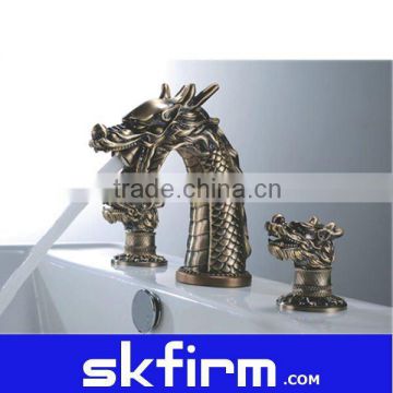 Green bronze unique design basin faucet for luxury hotel