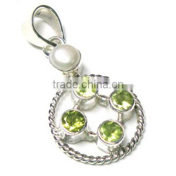 925 silver jewellery peridot pendant freshwater pearl jewelry authentic gemstone jewelry wholesaler