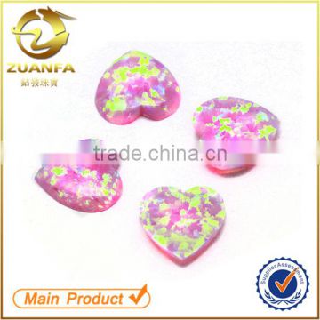 wuzhou hot sale loose pink gemstone 10mm heart cut synthetic opal