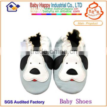 lovely dog pattern soft-soled breathable wholesale baby prewalk leather shoes