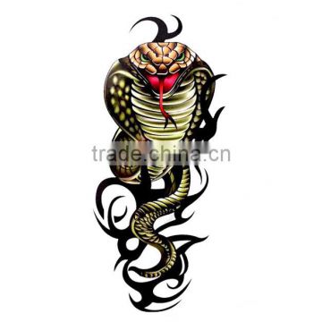 fashion new waterproof mens fierce animal cobra temporary tattoo sticker