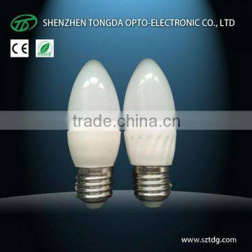 3w Samsung SMD led ceramic candle shape Light bulb E14 E27 (CE&Rohs)