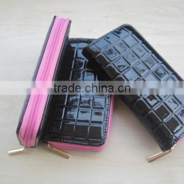 2016 ladies shiny pu wallets single zipper