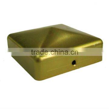 yellow galvanized steel fence post cap