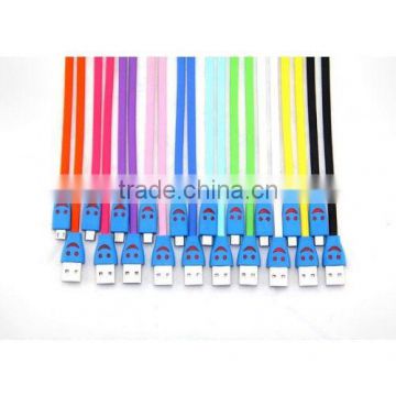 Smiley Happy Face LED Micro USB to USB Charge Sync Cable - 10 Different Colors!