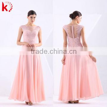 Stylish Unique Handmade Beaded Transparent Pattern Sex Prom Evening Gown of Chiffon