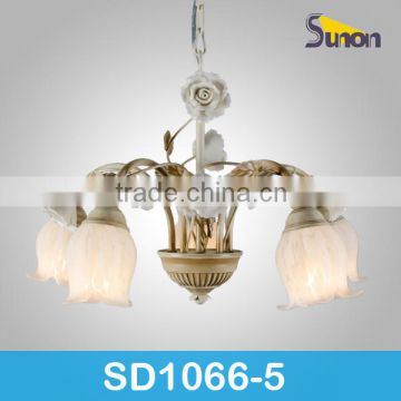 SD1066/5 5 light antique color chandelier/ceramic flower chandelier/home decoration light