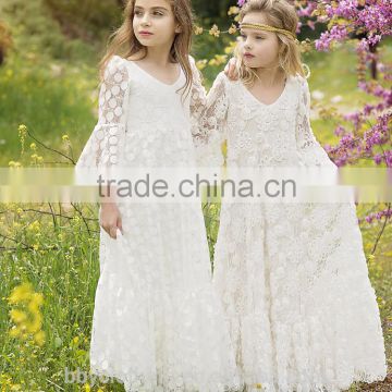New Hot Girls Dress Summer Autumn Clothing Children Fashion Lace Princess Dress Kids Party V Collar Dresses