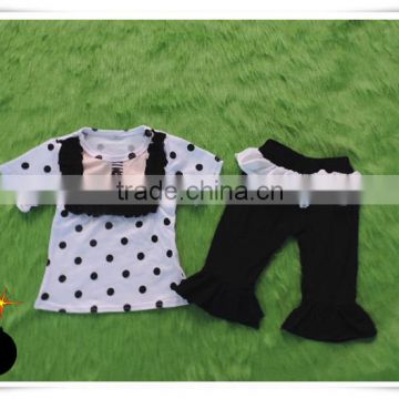 kids wear bangladesh children clothing Wholesal Kids 2pcs Outfits polka dot shirt +ruffle capris