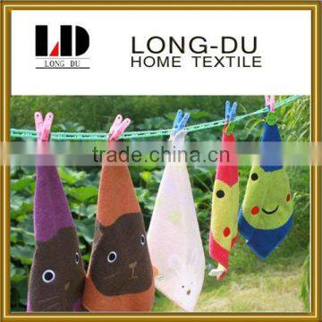 hot sale terry cute animal pattern coloful soft kids' 100% cotton handkerchief