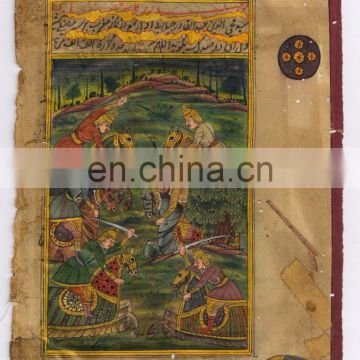 Mughal Battle Painting Hand Painted Paper Water color Original War Scene Painting