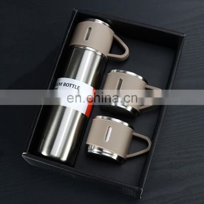 3pcs Stainless Steel Business, Outdoors Portable Double Wall Vacuum Cup Flask Thermos Water Bottle Gift Box Set/