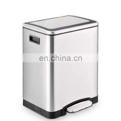 High Standard soft close stainless steel rectangular recycle pedal bin for Room