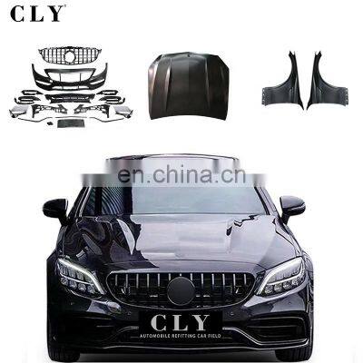 CLY Car bumpers For 2014-2021 Benz C Class W205 C205 AMG Line Coupe Normal Upgrade C63S AMG 1:1 Bodykits Hood Fenders