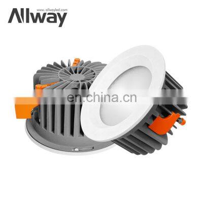 ALLWAY High Lumen IP54 Die Casting Aluminum Ceiling Spot Light Recessed 55W Led Round Downlight