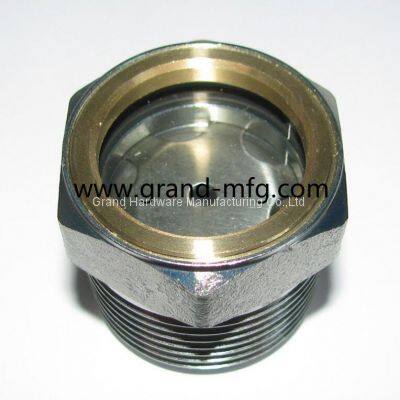 Nickel plated MNPT carbon steel oil sight glass with stainless steel reflector