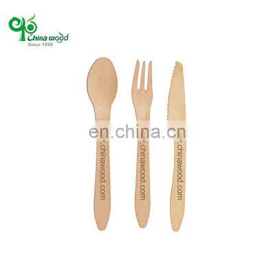Yada 7.5 Inch 185mm Disposable Wooden Spoon Fork 193mm Knife Biodegradable Disposable Wooden Cutlery