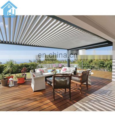 electric Aluminum Pergola Louvered Opening Roof System With Sun Block Blinds