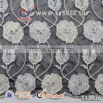 Black Swiss Voile Rosette Guipure Lace Fabric