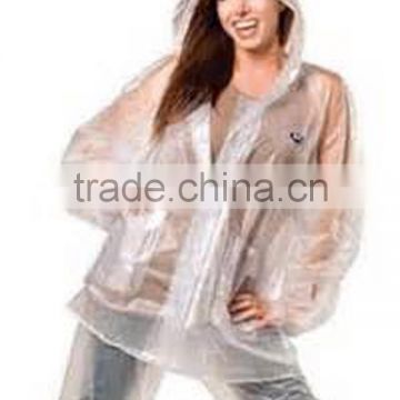 Ladies Waterproof Hooded PVC Plastic Transparent Rain Suit