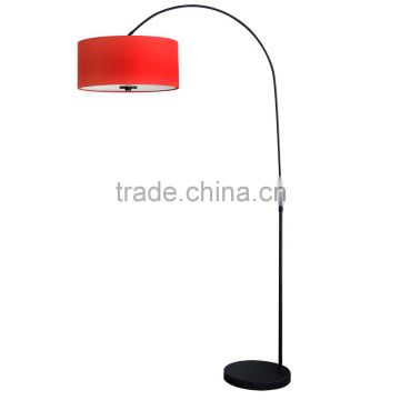 Floor lamp(Lampadaire/Una lampara) in ebony bronze finish with 16" chili pepper red fabric lamp shade