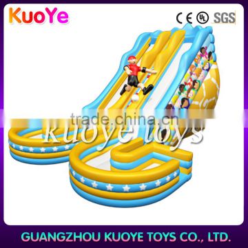 new design double lane slip inflatable slide for kids