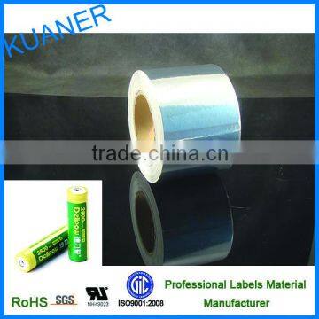 Bright PET self adhesive shrink film for battery labels