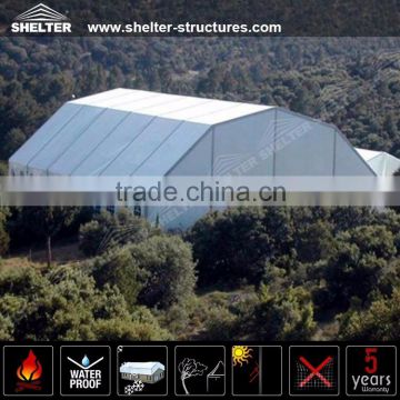 Used white PVC fabric polygon tent for warehouse