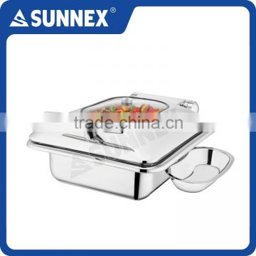 Sunnex Professional Stylish Highly Polished Stainless Steel Half Size 4.5 ltr / 4.7 U.S. Qt Chafing Dish
