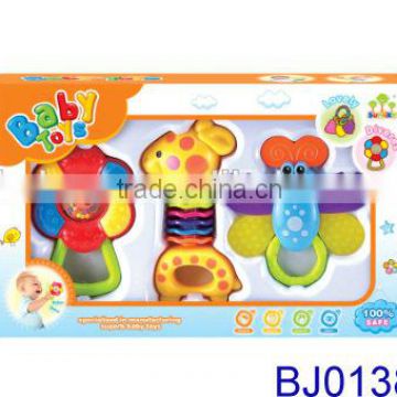 Best Christmas baby toy 3pcs plastic baby teething rattle set