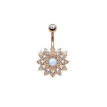 Hot sale flower shape with opal navel belly ring