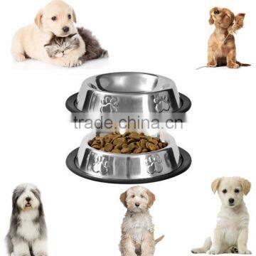 Pet Food Bowl Stainless Steel Non Skid Pet Paws Doodler Dish Is Perfect for a Small Dog Cat Kitten Puppy (2 bowls per order)