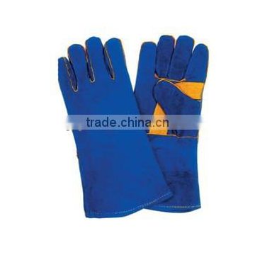 long type safety welding glove blue