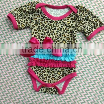 2015 hot sale adult baby romper with bow leopard baby romper