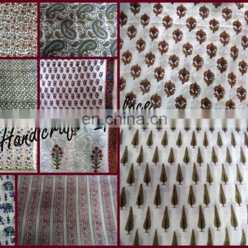 Bulk Handmade Block Printed Fabric Floral Sanganeir indigo Textile