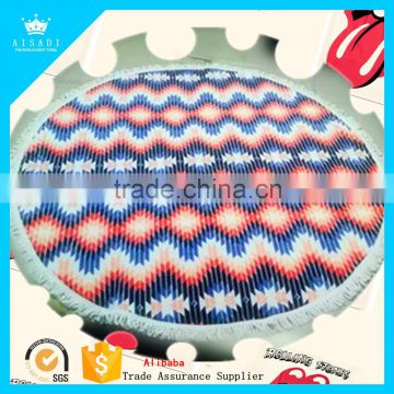 Low Price Low MOQ Reactive Printed Round Beach Towel With Tassle