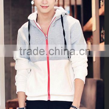 2014 men fashion long sleeve hoody with zipper and hood 100 cotton from china