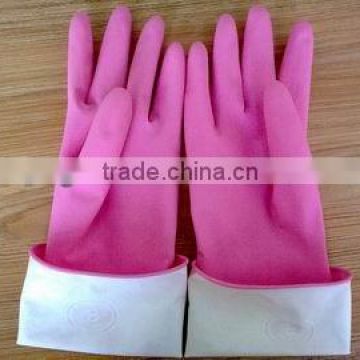 Pink Dipped Flocklined Latex Household Gloves