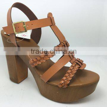 cx342 women's wooden heel sandle shoes