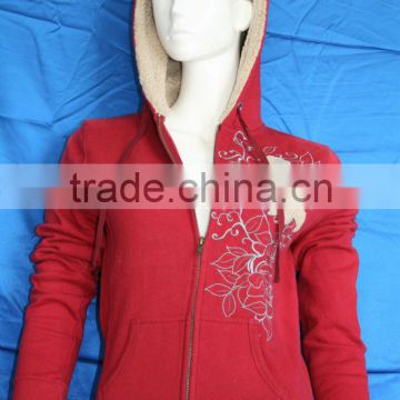 Lady hooded sweatshirt,women blank hoodies,custom zipper pulls wholesale