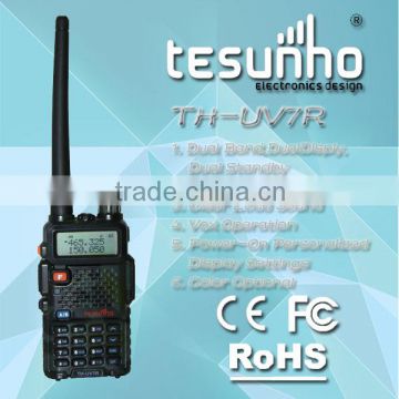 TESUNHO TH-UV7R handheld with built in FM radio 5w uhf vhf long range railroad two way radios