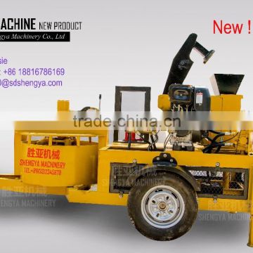SY1-20 movable baking-free interlocking brick machine with a concrete mixer for convenience operate