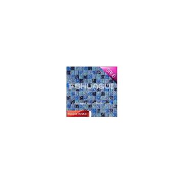 Cracked blue crystal glass swimming pool border mosaic tile
