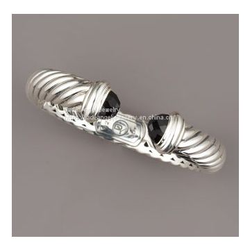 925 Sterling Silver DY Black Onyx Waverly Cuff Bracelet for Women