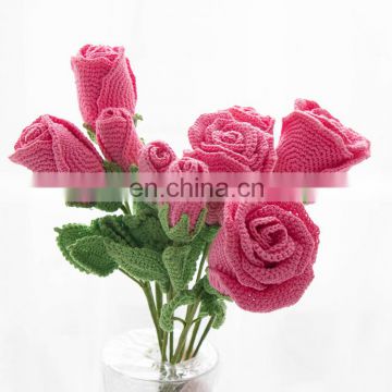 Yarncrafts Colorful handmade rose cotton crochet flowers for home decoration and gifts