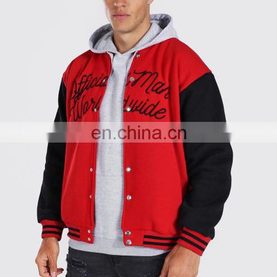 Customized logo  over coat new styles man baseball embroidery jacket coat men Windproof buttons for jackets