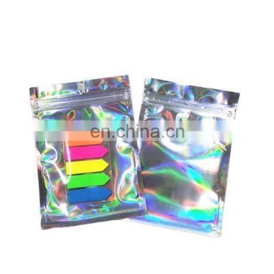 Custom Print Plastic Mini Small Reusable Aluminium Foil Holographic Frosted Pvc Jewelry Clear Mylar Stand Up Zipper Bag